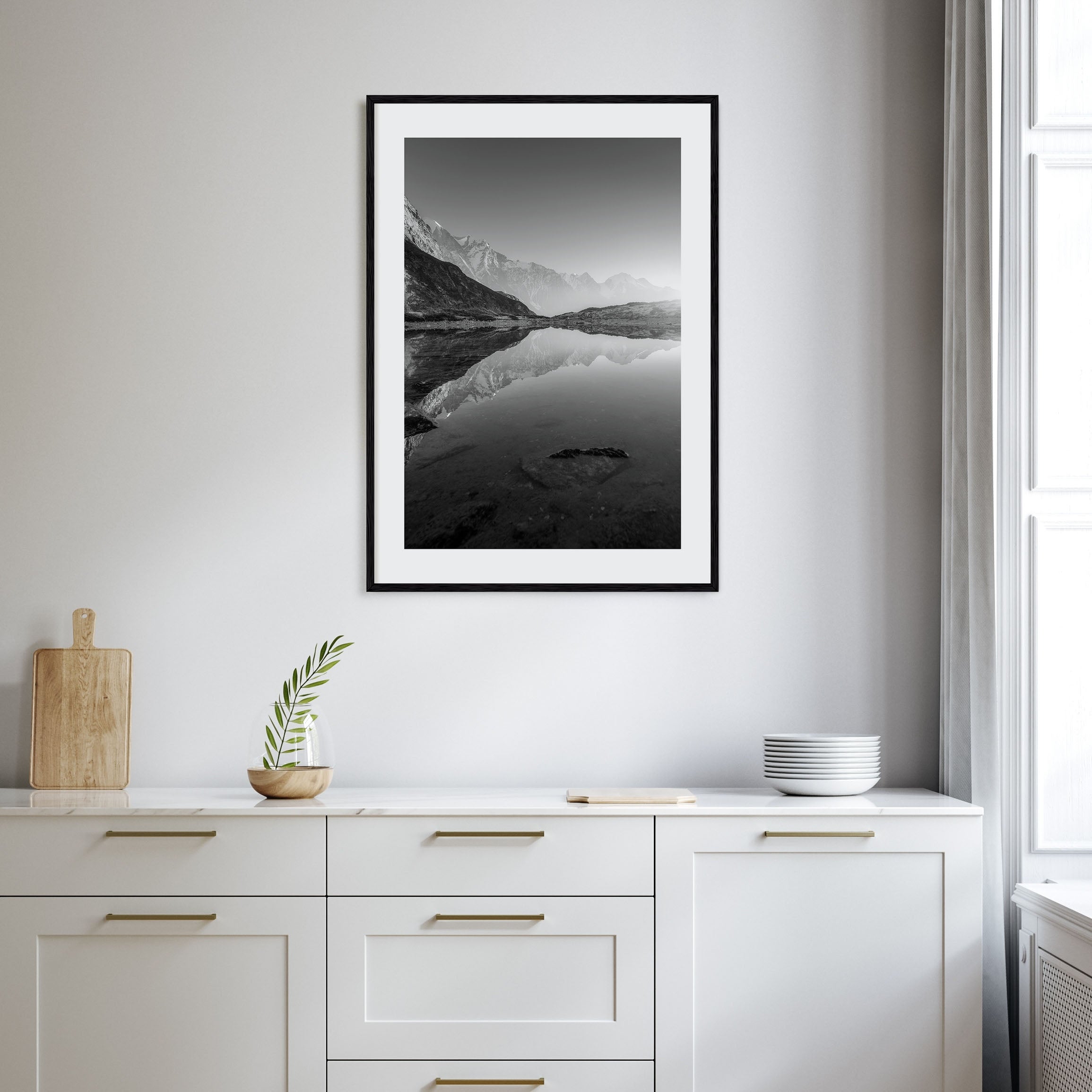 Morning Lake Landscape Photo B&W No 1 Poster