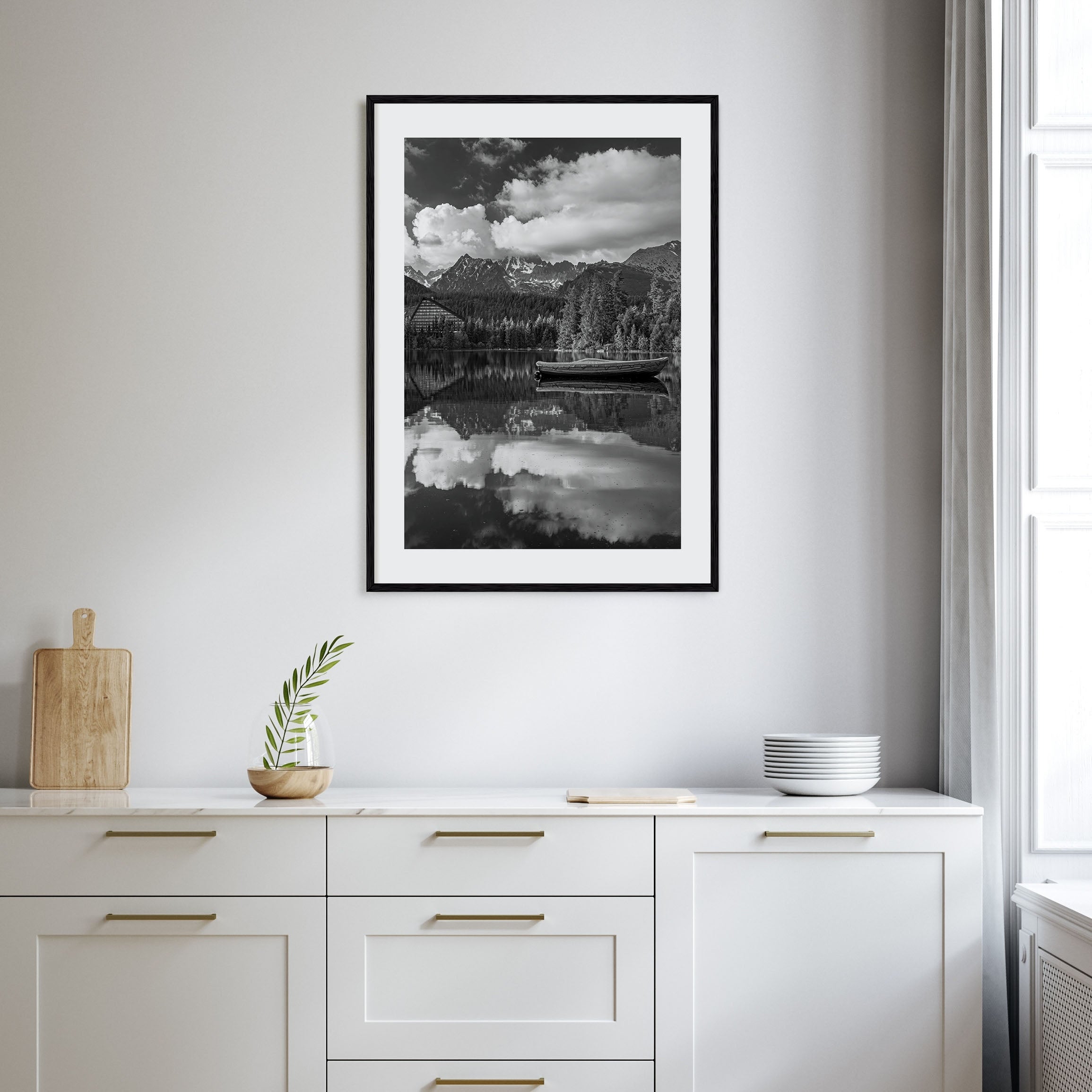 Morning Lake Landscape Photo B&W No 2 Poster