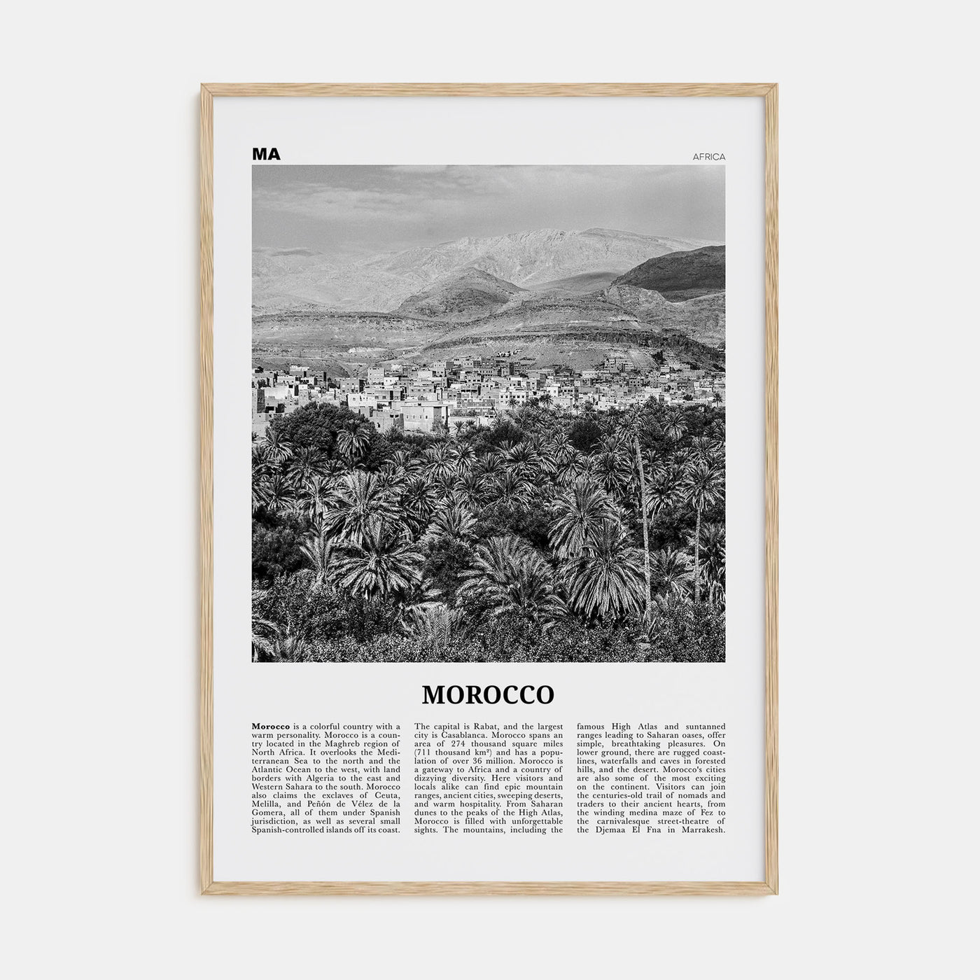 Morocco Travel B&W Poster