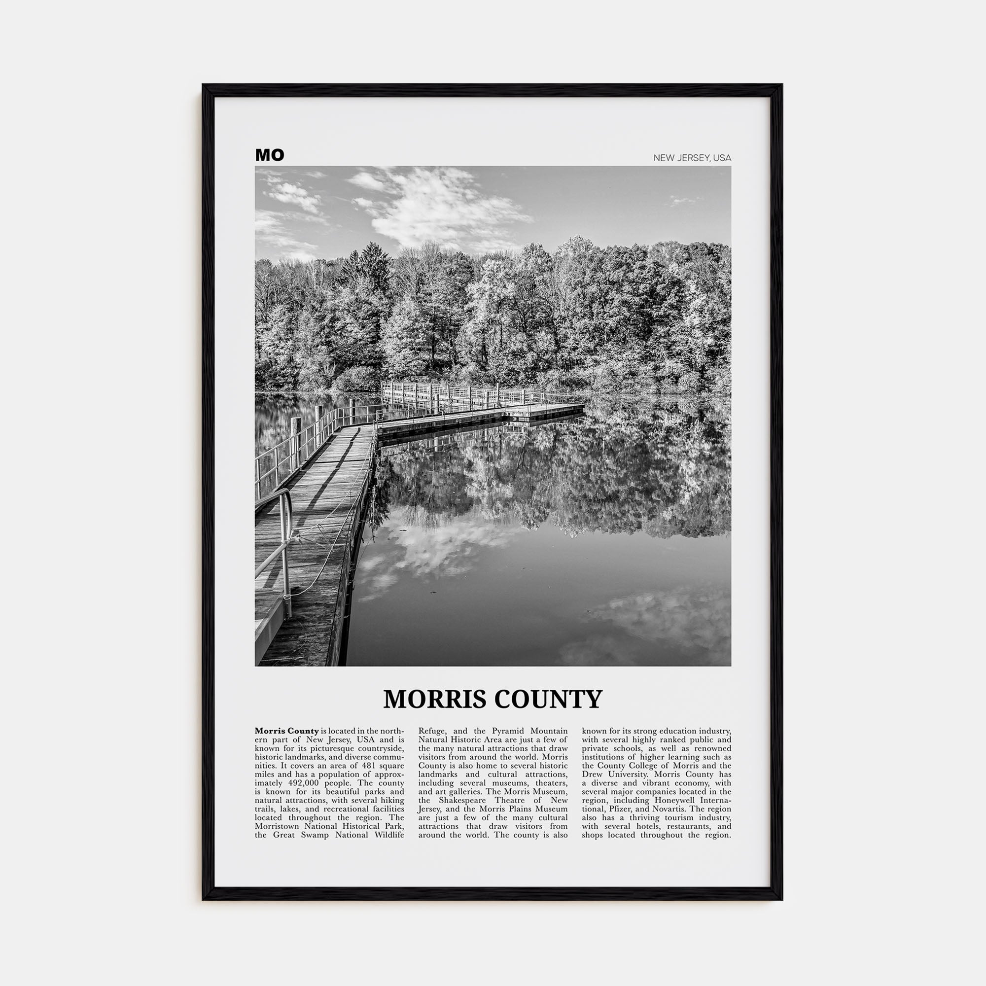 Morris County Travel B&W Poster