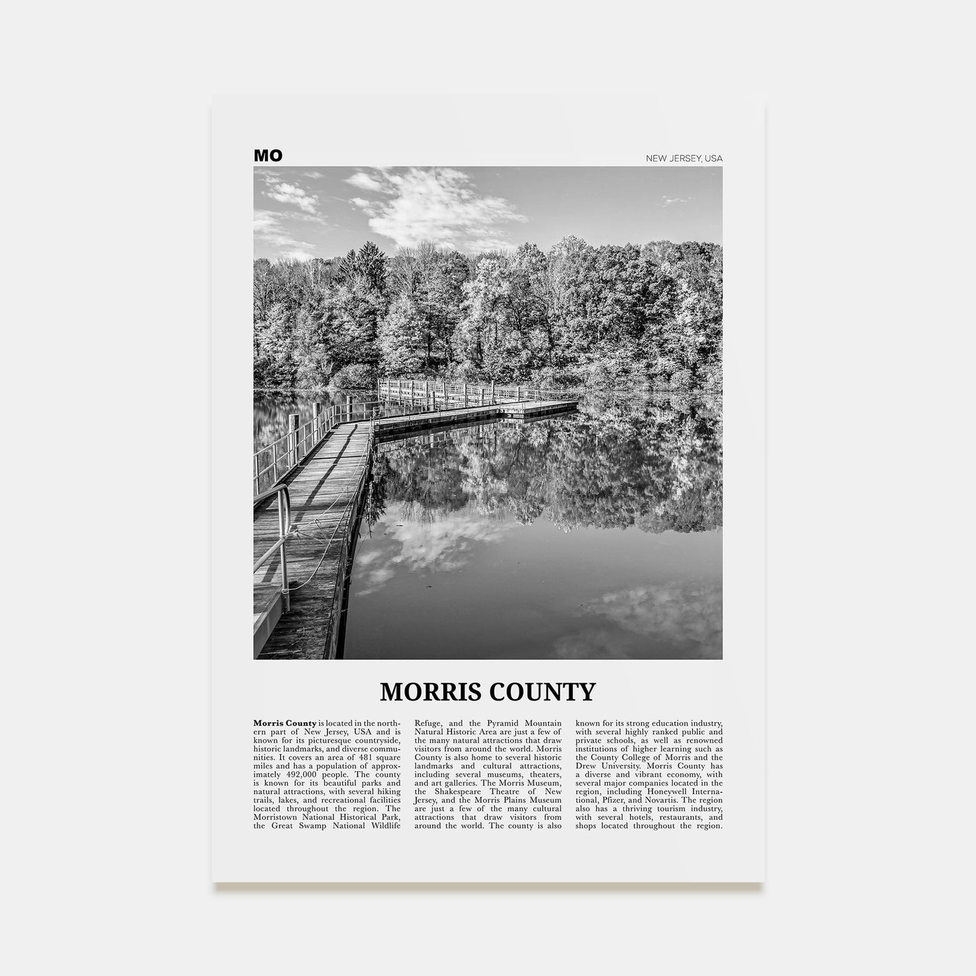 Morris County Travel B&W Poster