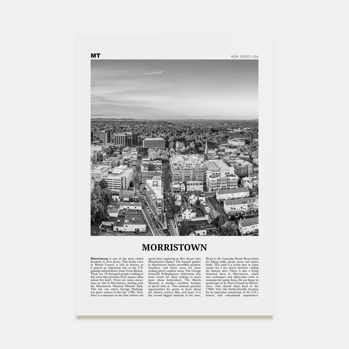 Morristown Travel B&W Poster