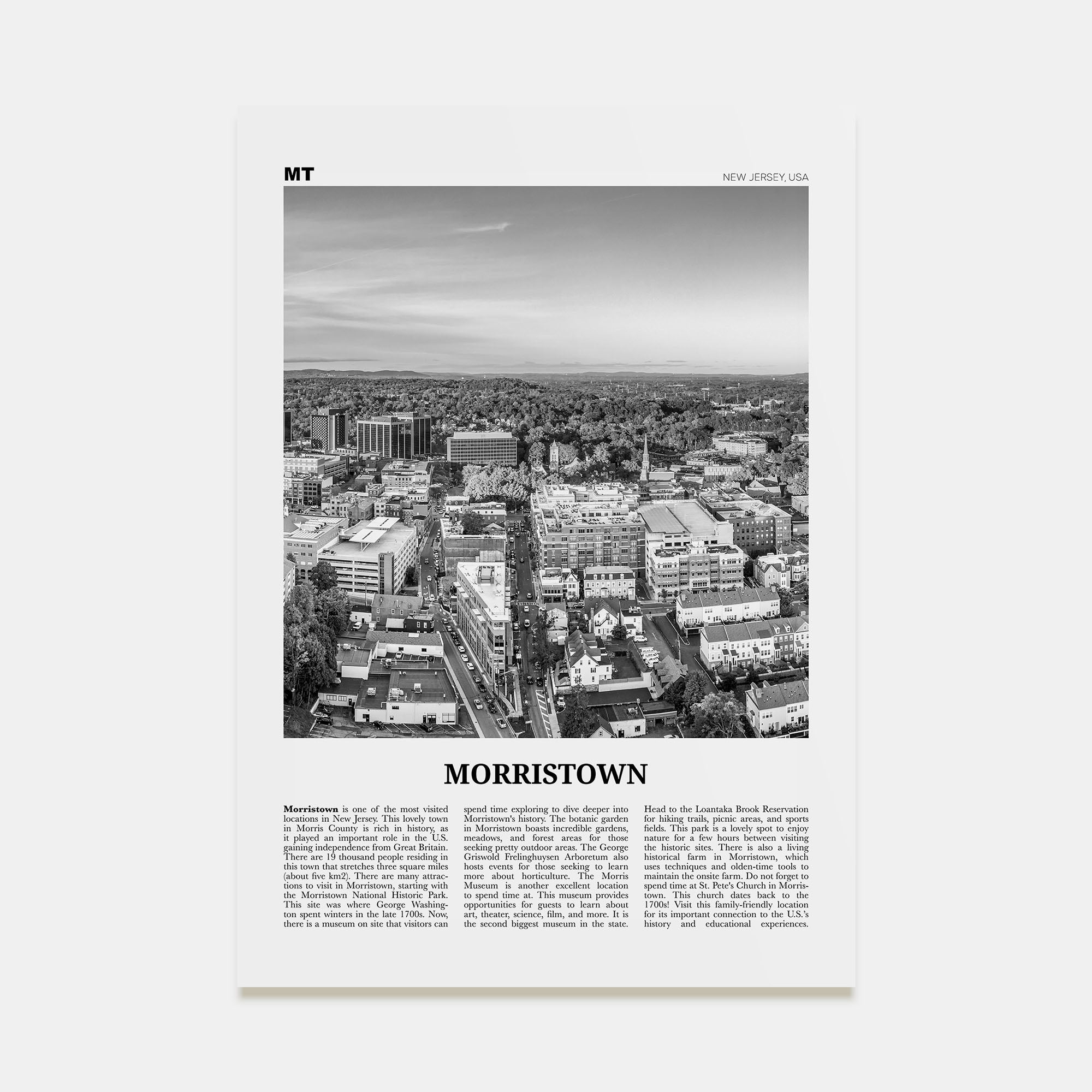 Morristown Travel B&W Poster