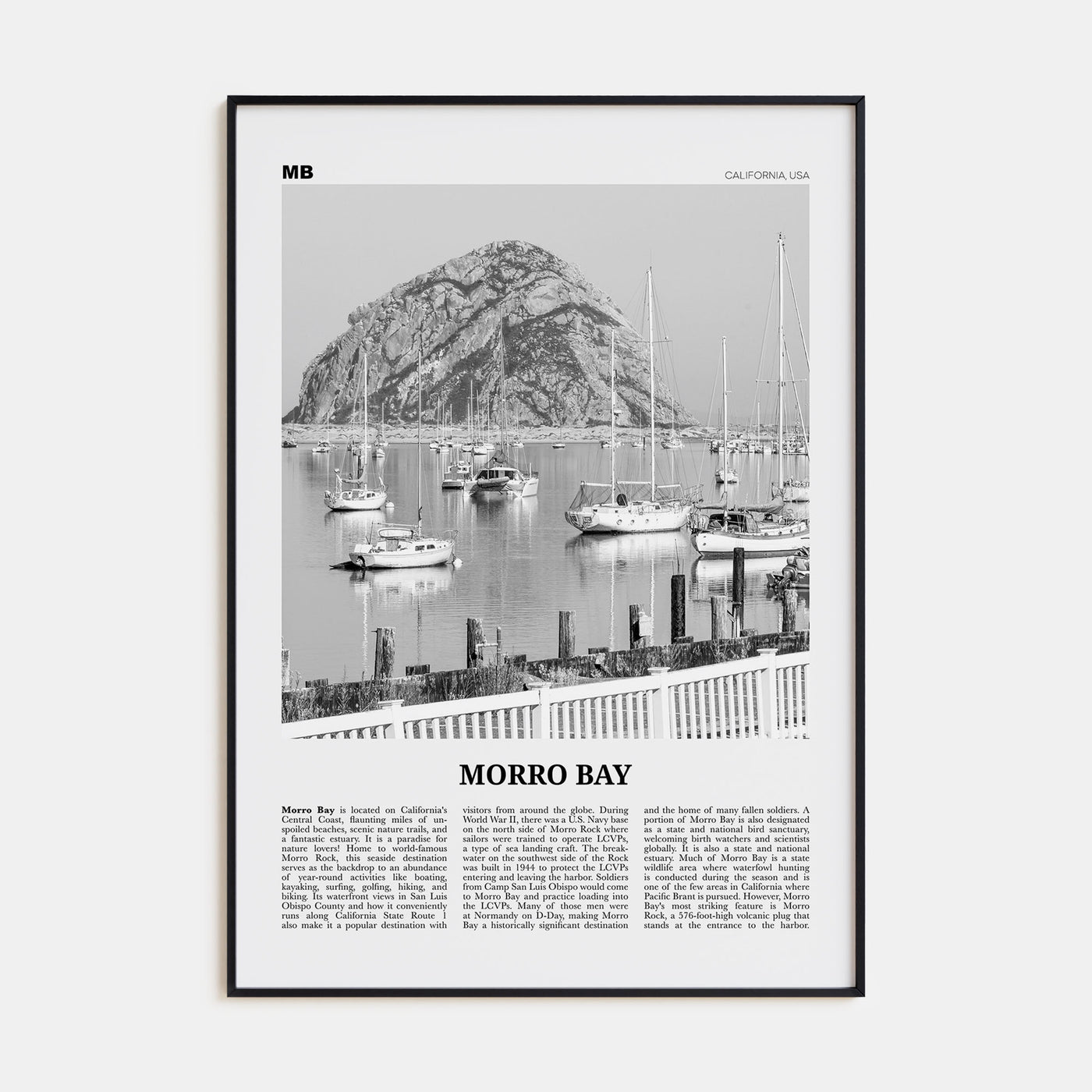 Morro Bay Travel B&W No 2 Poster