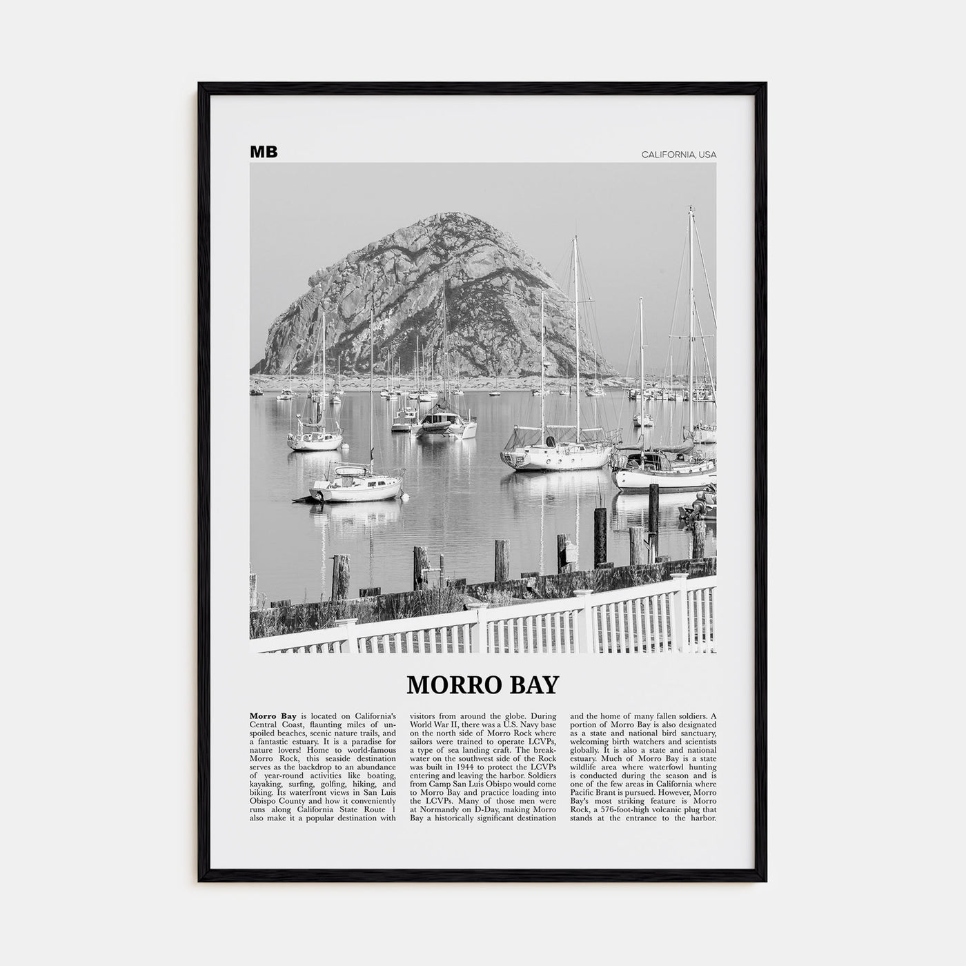 Morro Bay Travel B&W No 2 Poster