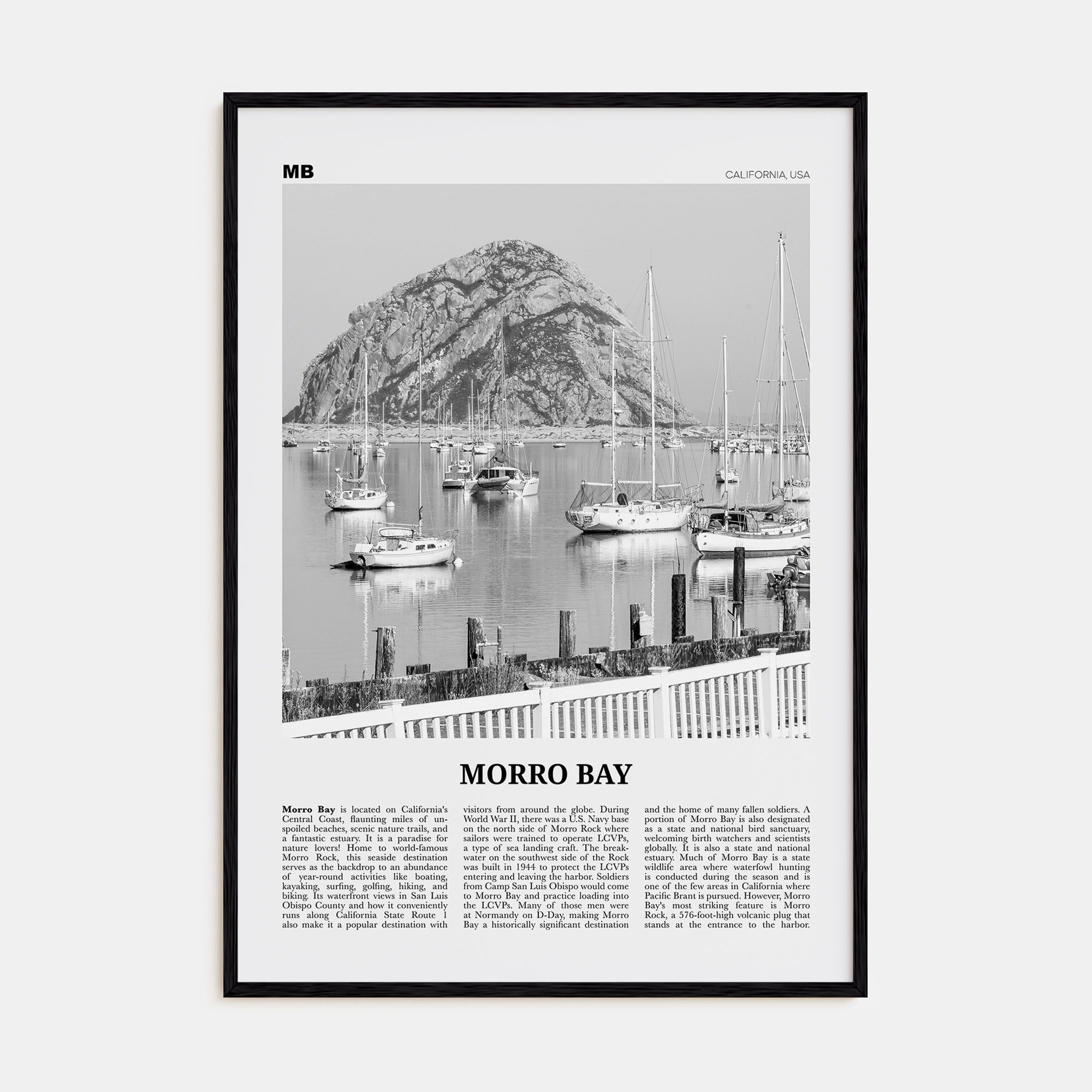 Morro Bay Travel B&W No 2 Poster