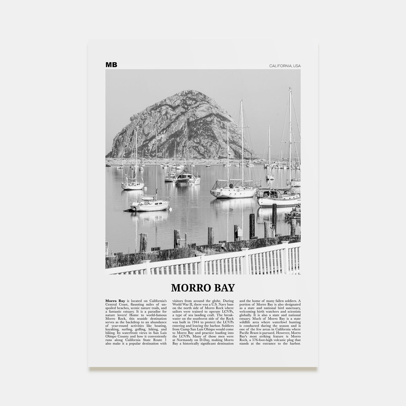 Morro Bay Travel B&W No 2 Poster