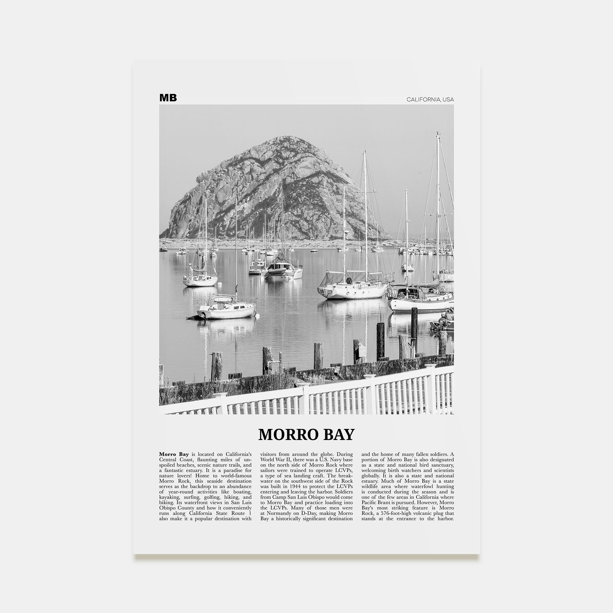 Morro Bay Travel B&W No 2 Poster