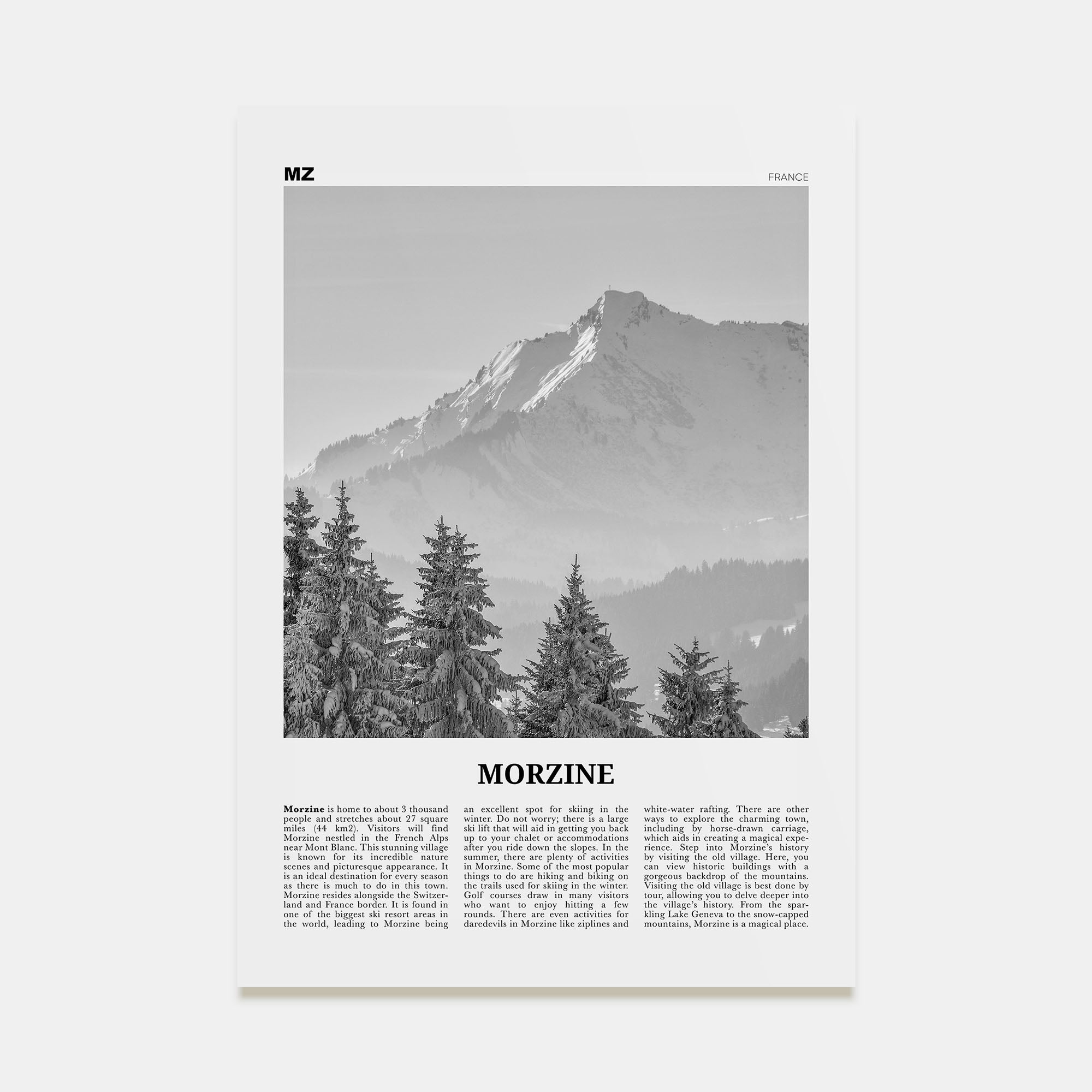Morzine Travel B&W Poster