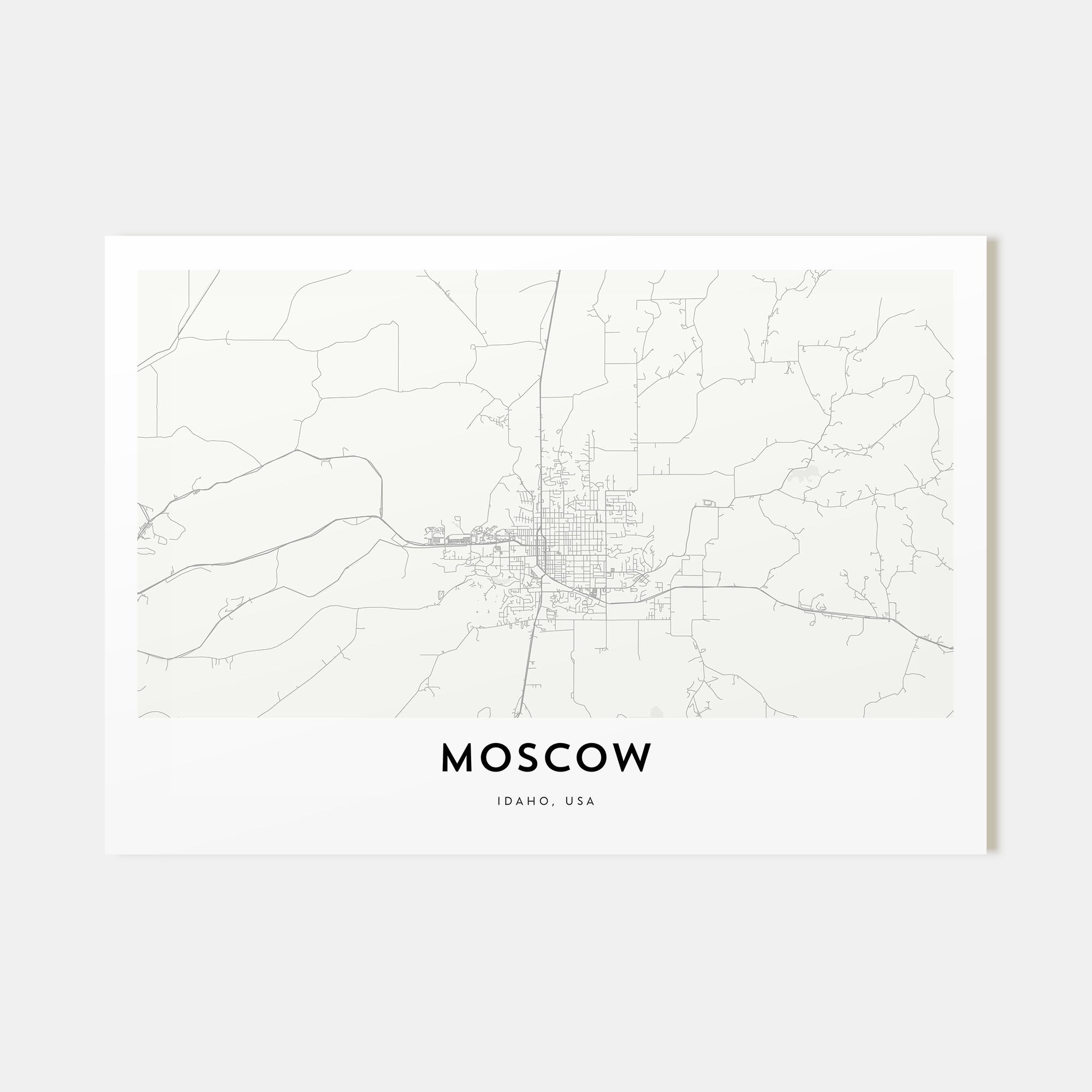 Moscow, Idaho Map Landscape Poster