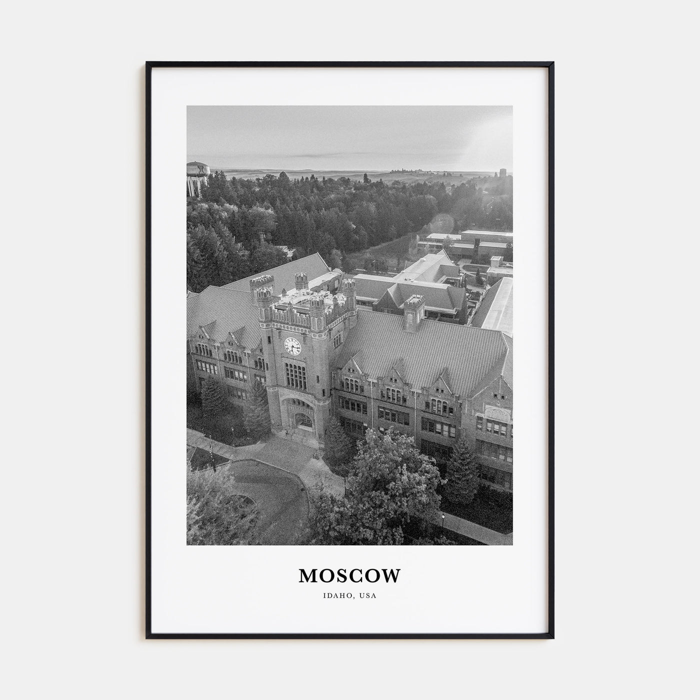 Moscow, Idaho Portrait B&W Poster