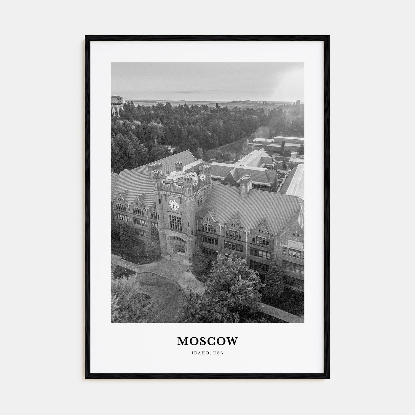 Moscow, Idaho Portrait B&W Poster