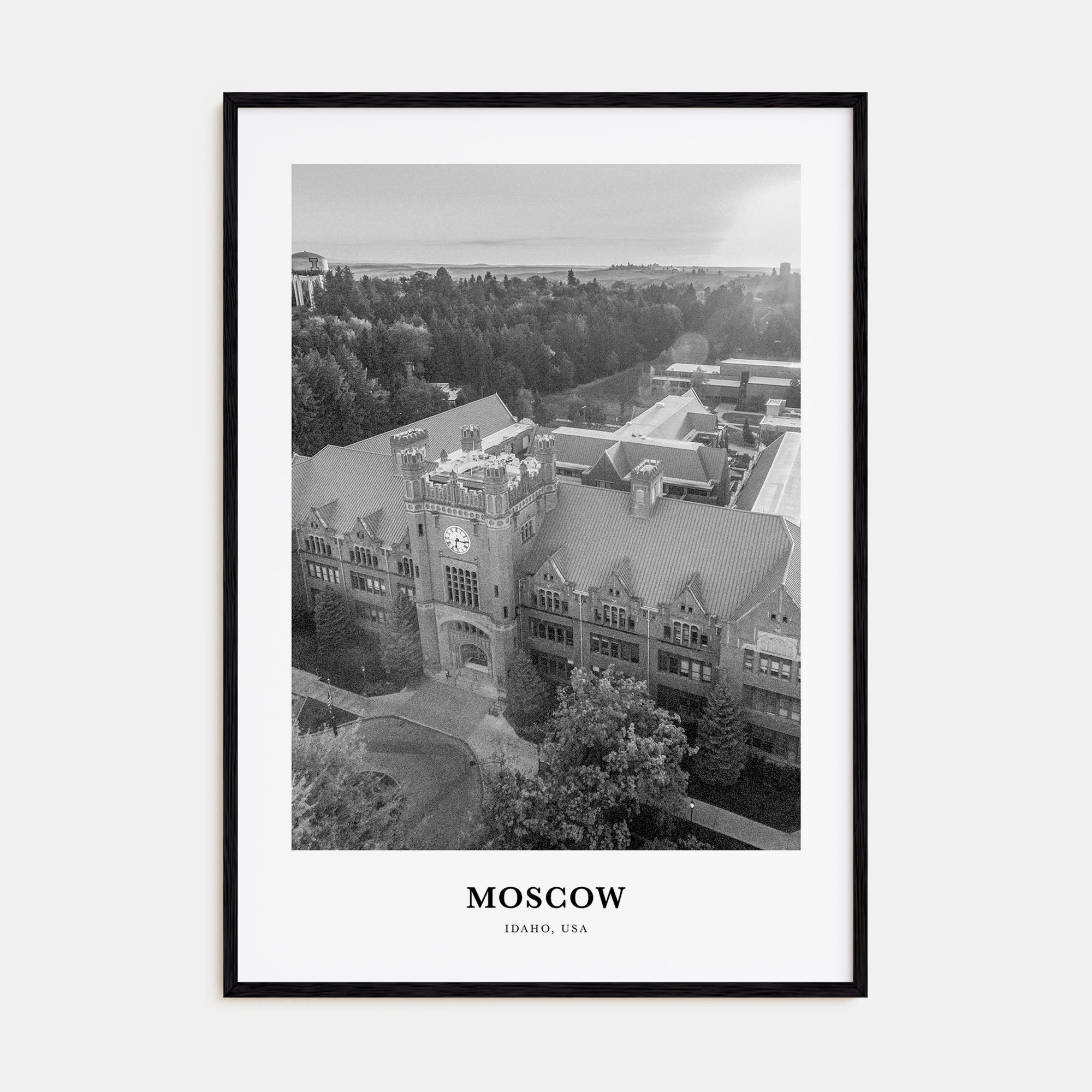 Moscow, Idaho Portrait B&W Poster