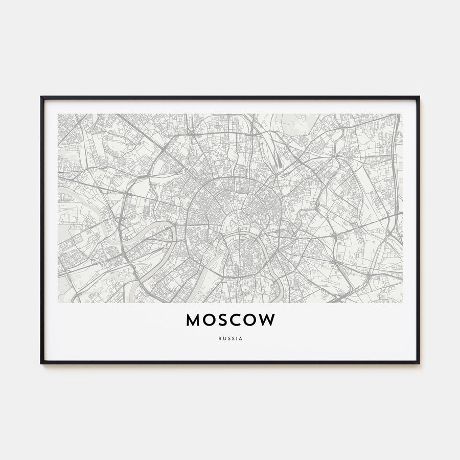 Moscow, Russia Map Landscape Poster