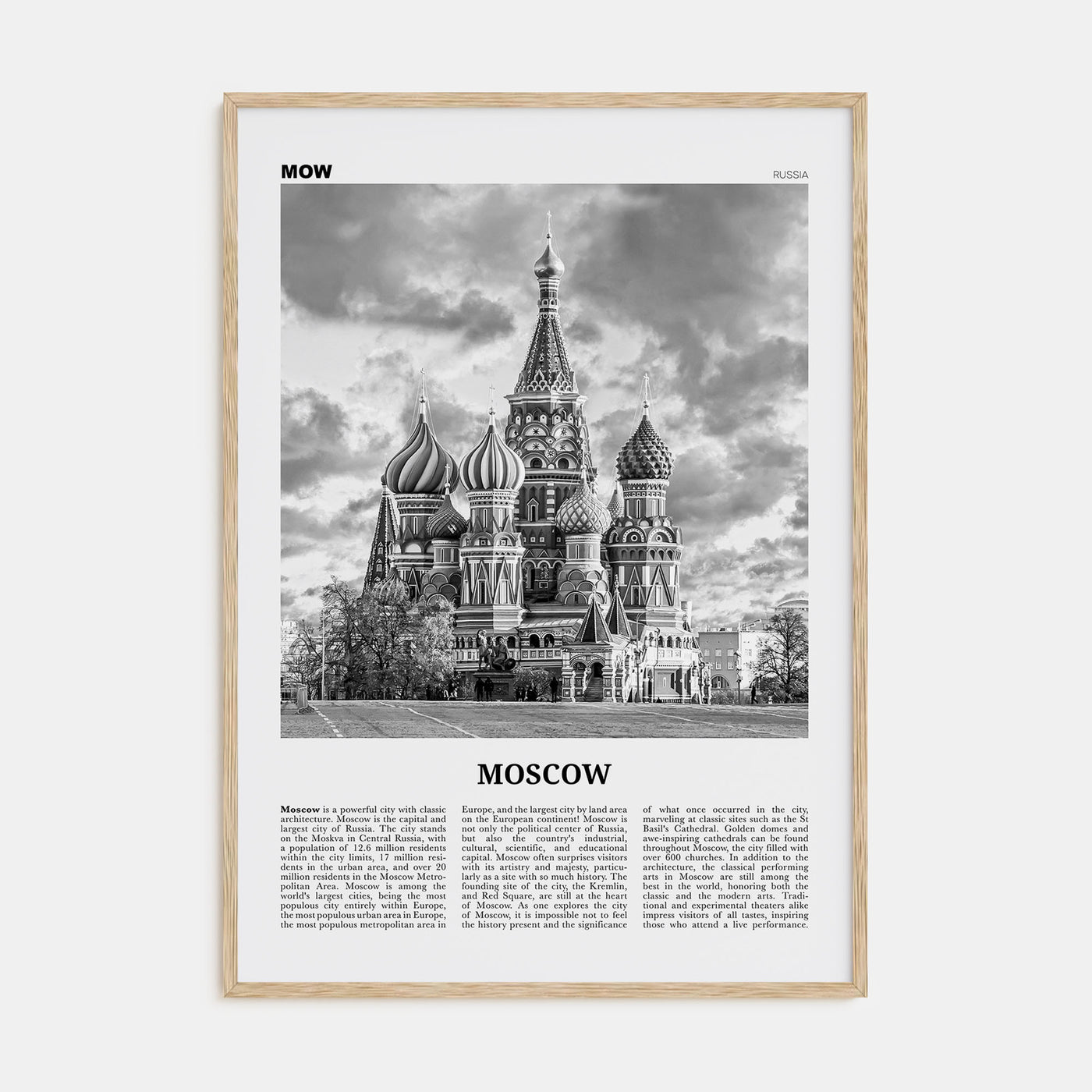 Moscow, Russia Travel B&W No 1 Poster