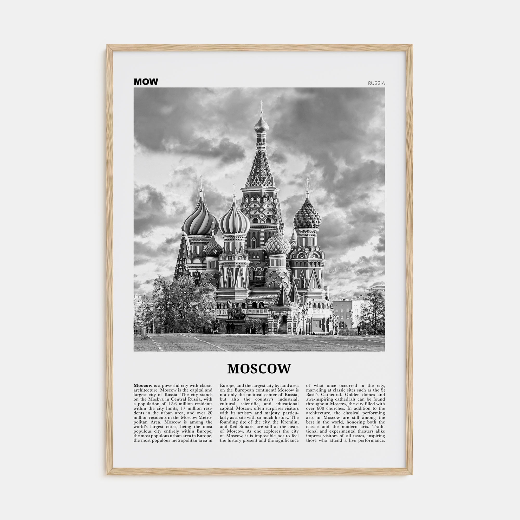 Moscow, Russia Travel B&W No 1 Poster