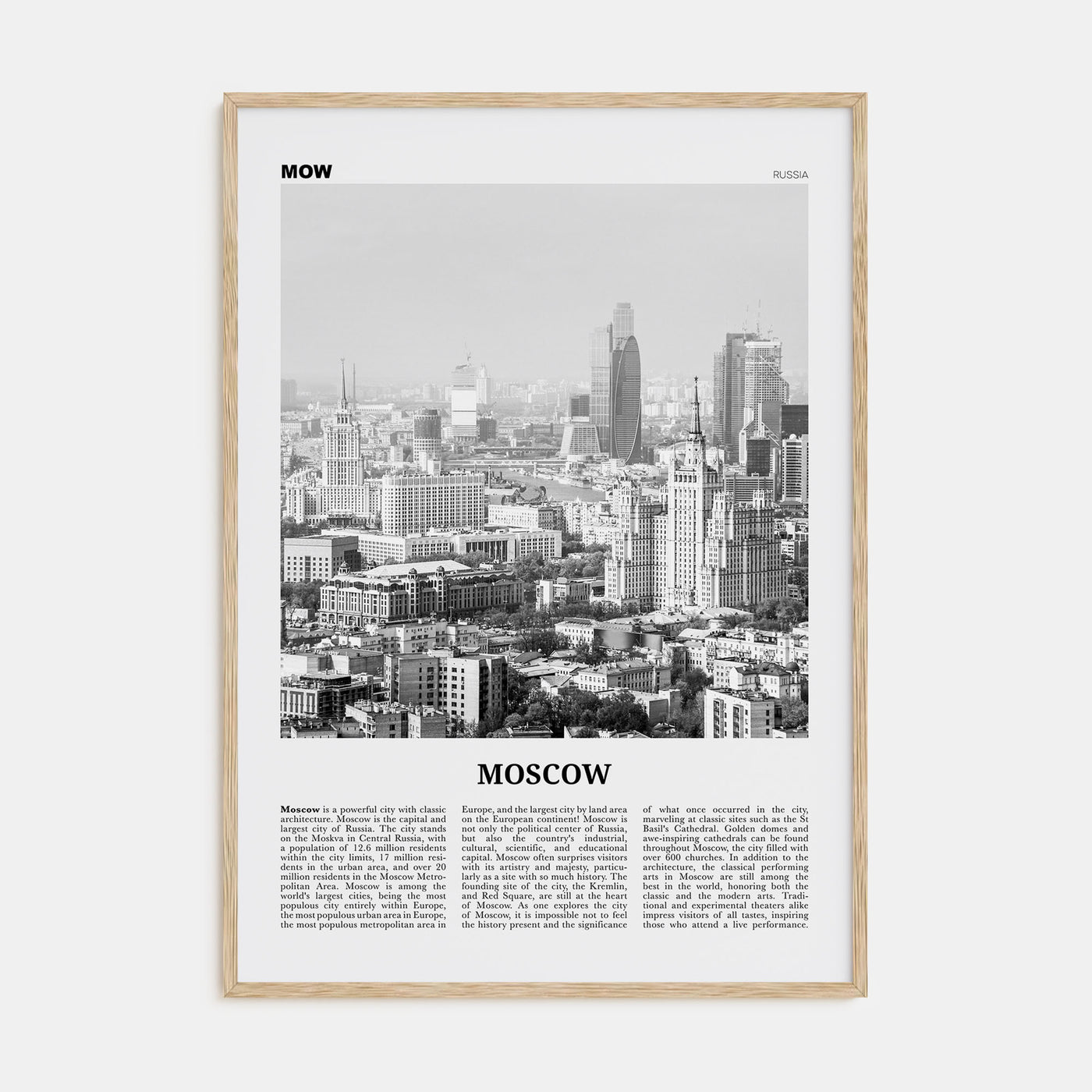 Moscow, Russia Travel B&W No 2 Poster