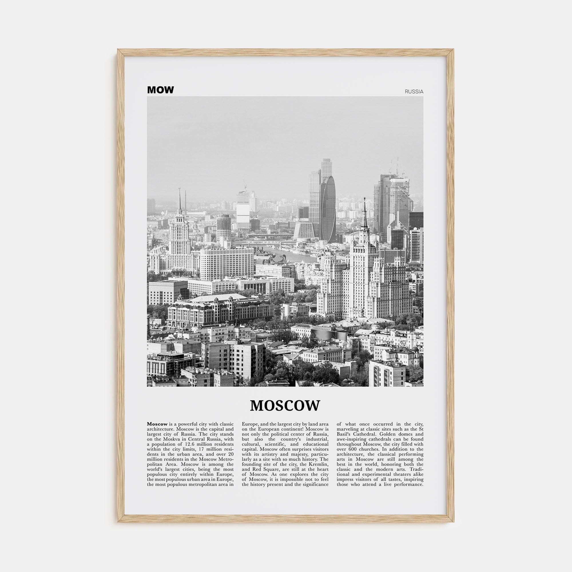Moscow, Russia Travel B&W No 2 Poster