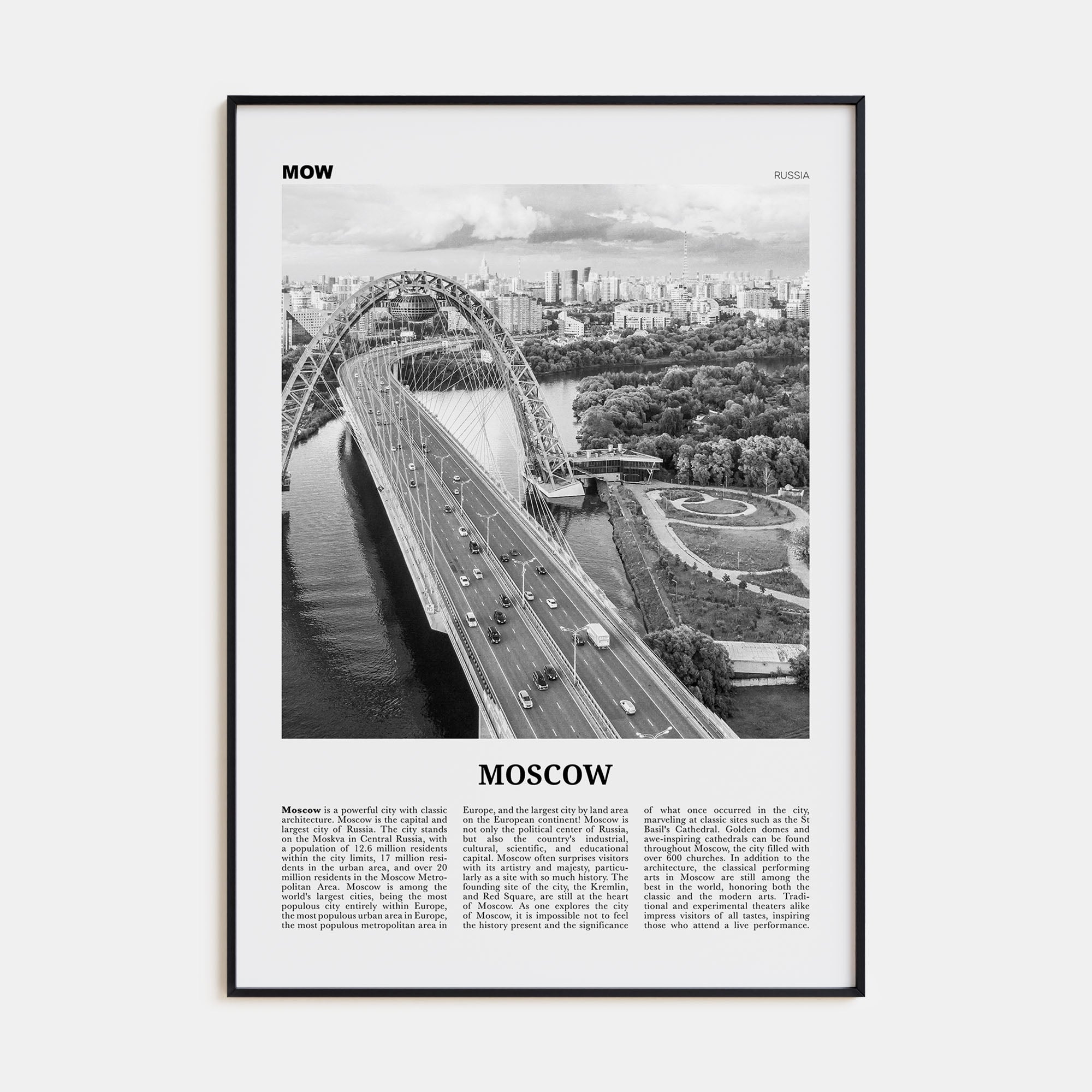 Moscow, Russia Travel B&W No 3 Poster