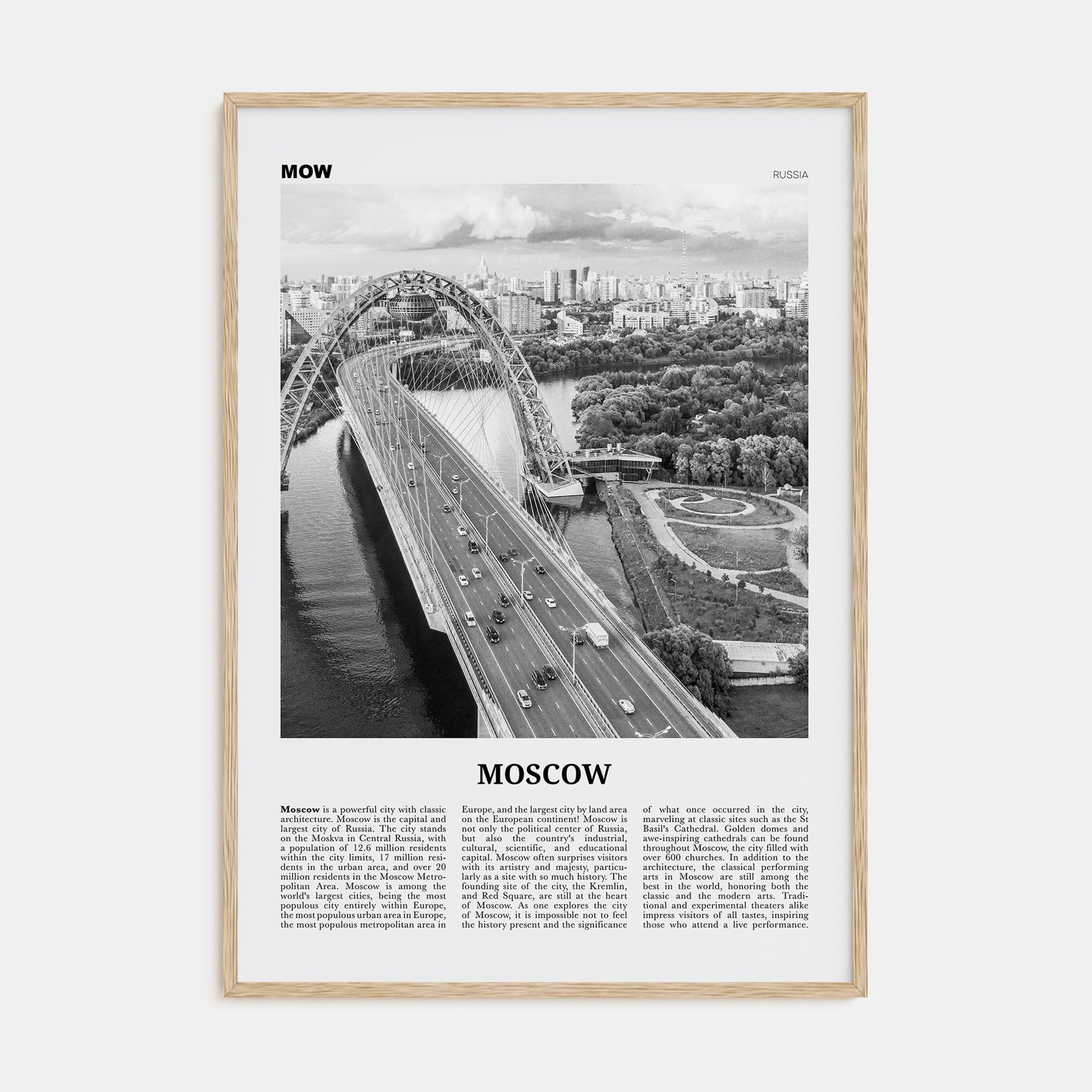 Moscow, Russia Travel B&W No 3 Poster