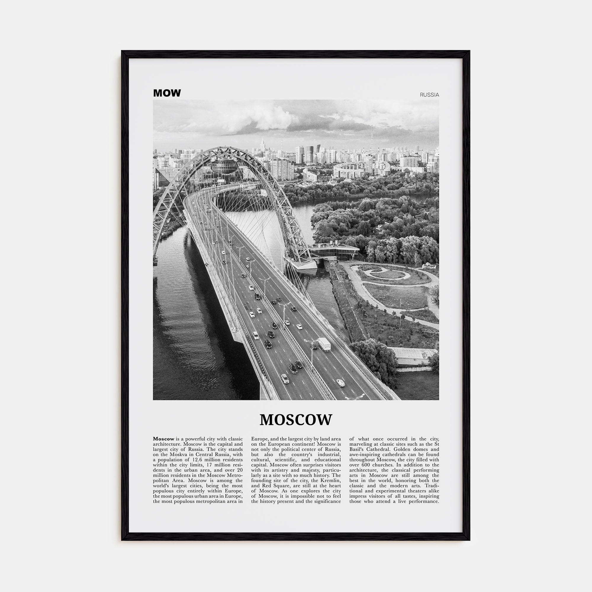 Moscow, Russia Travel B&W No 3 Poster