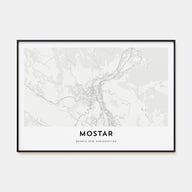 Mostar Map Landscape Poster