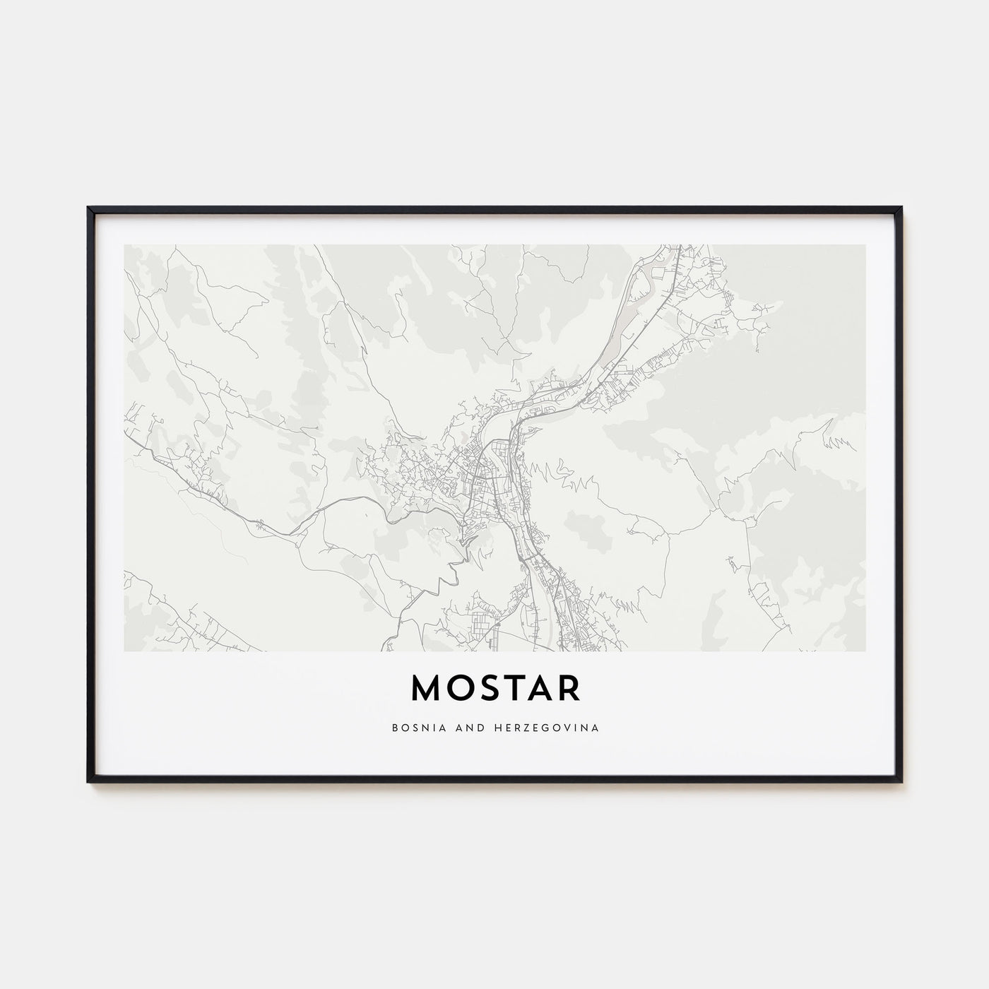 Mostar Map Landscape Poster