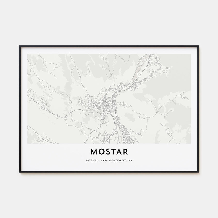 Mostar Map Landscape Poster