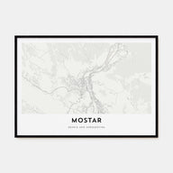 Mostar Map Landscape Poster