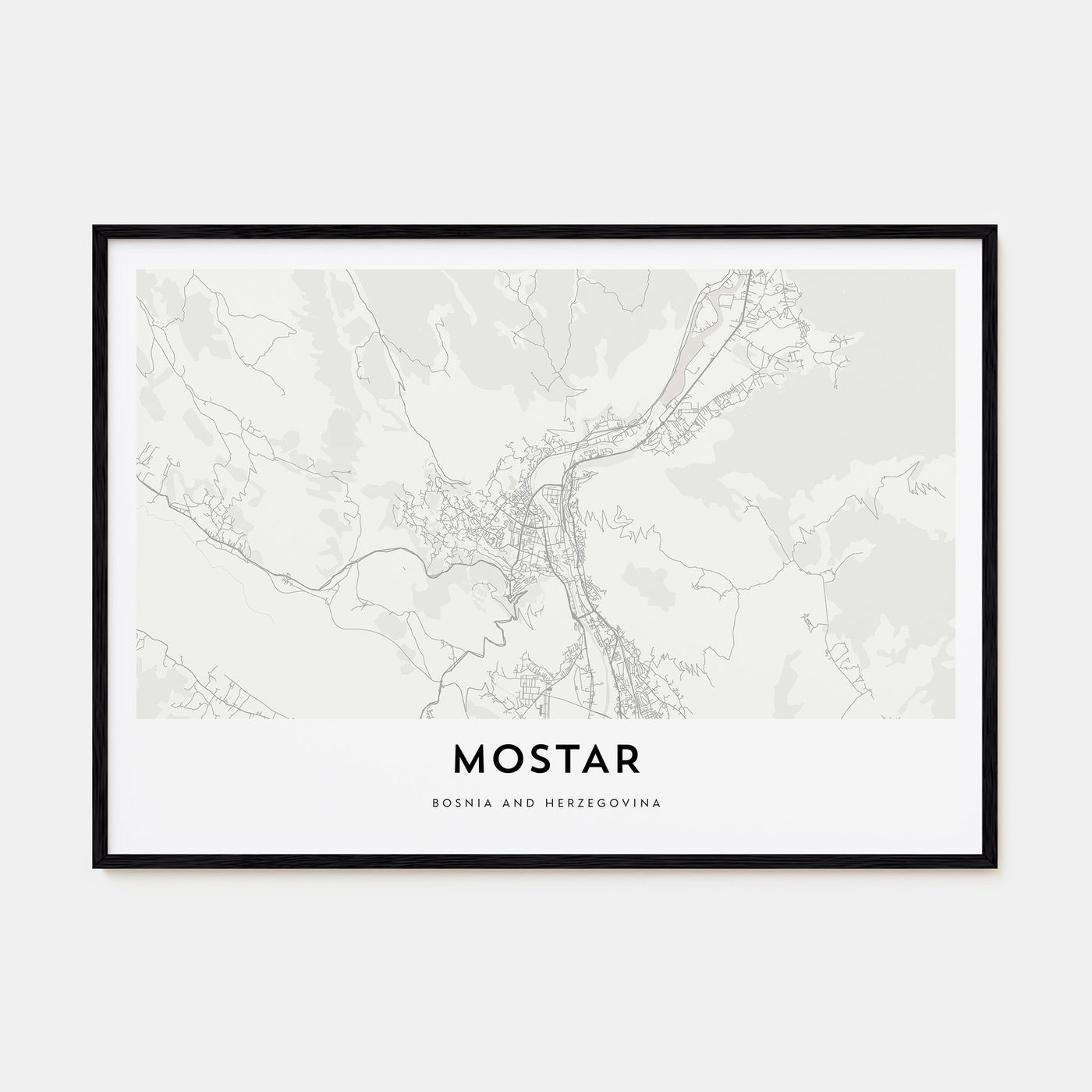 Mostar Map Landscape Poster