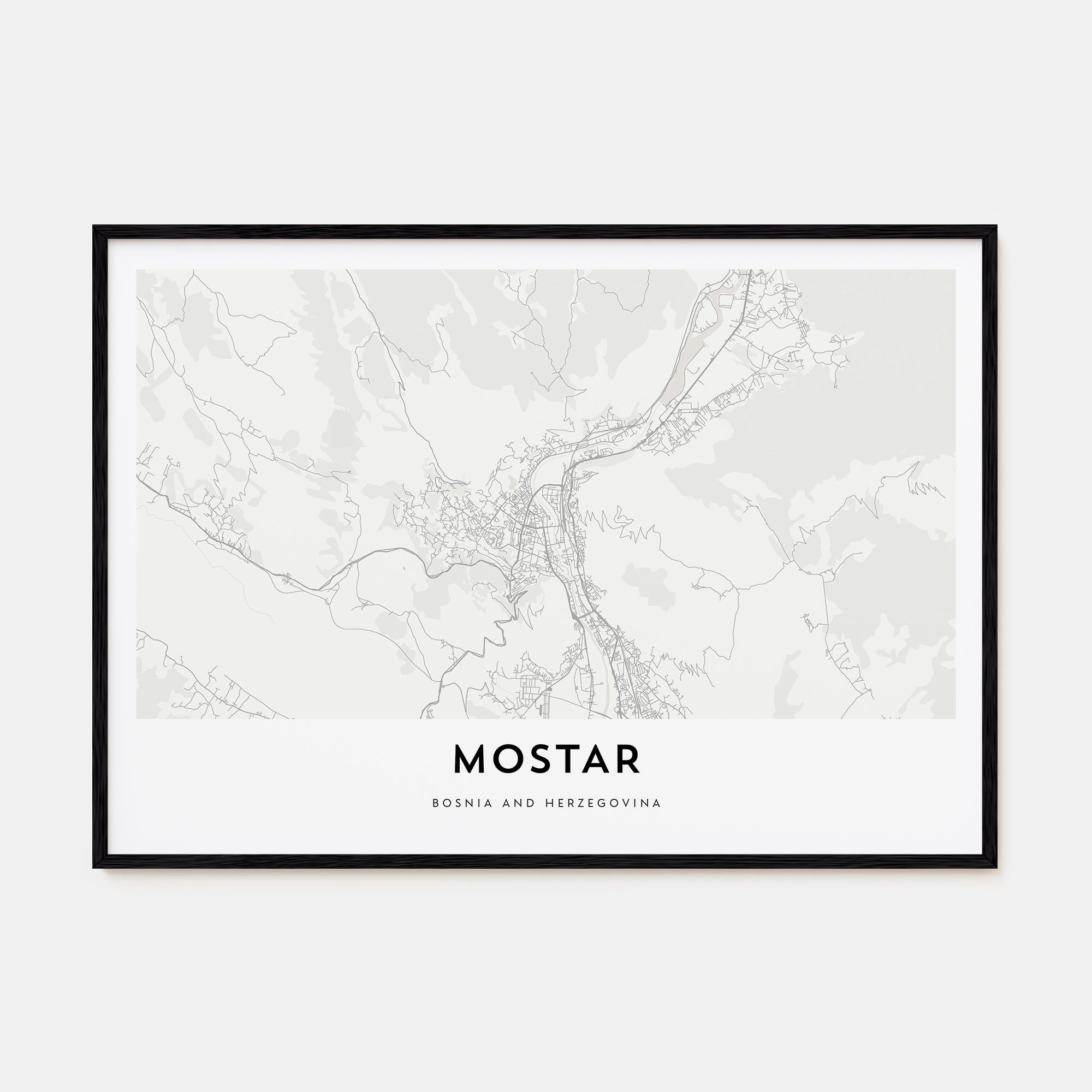 Mostar Map Landscape Poster