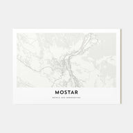 Mostar Map Landscape Poster