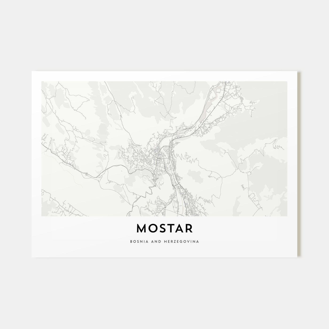 Mostar Map Landscape Poster