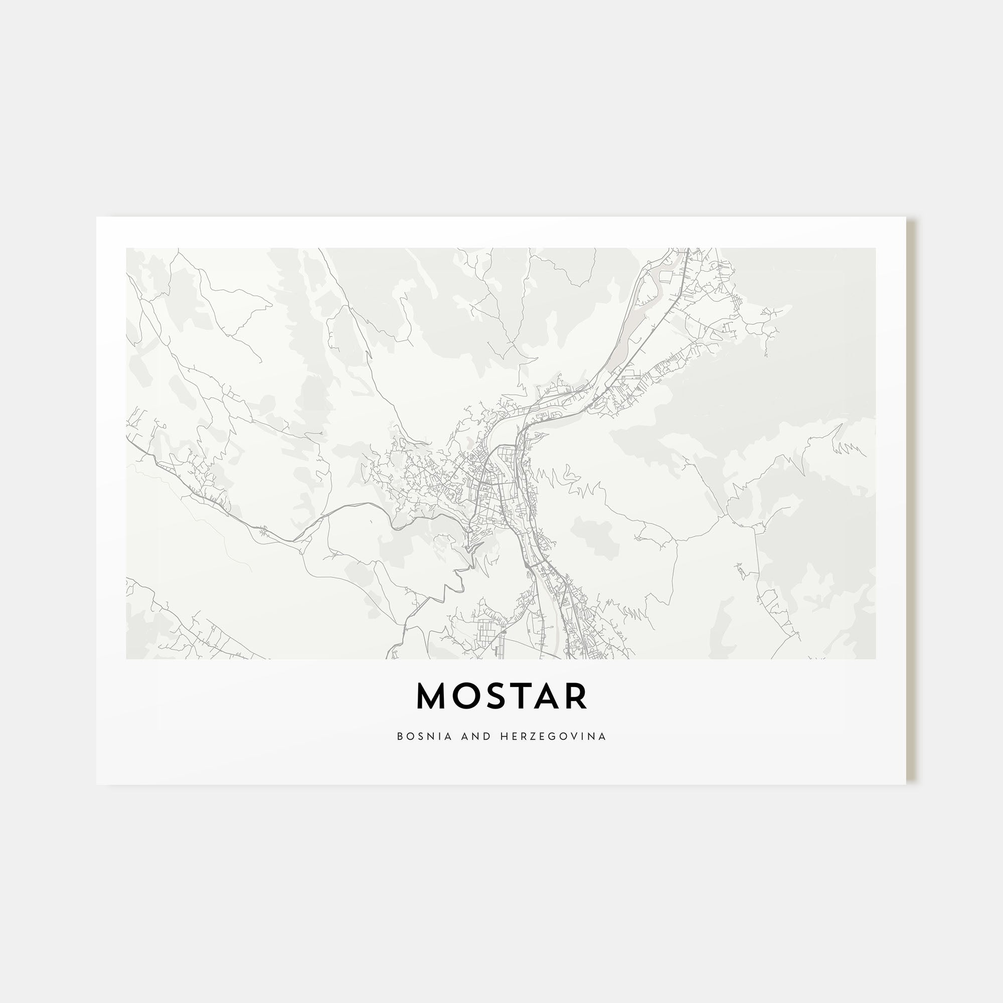 Mostar Map Landscape Poster