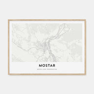 Mostar Map Landscape Poster
