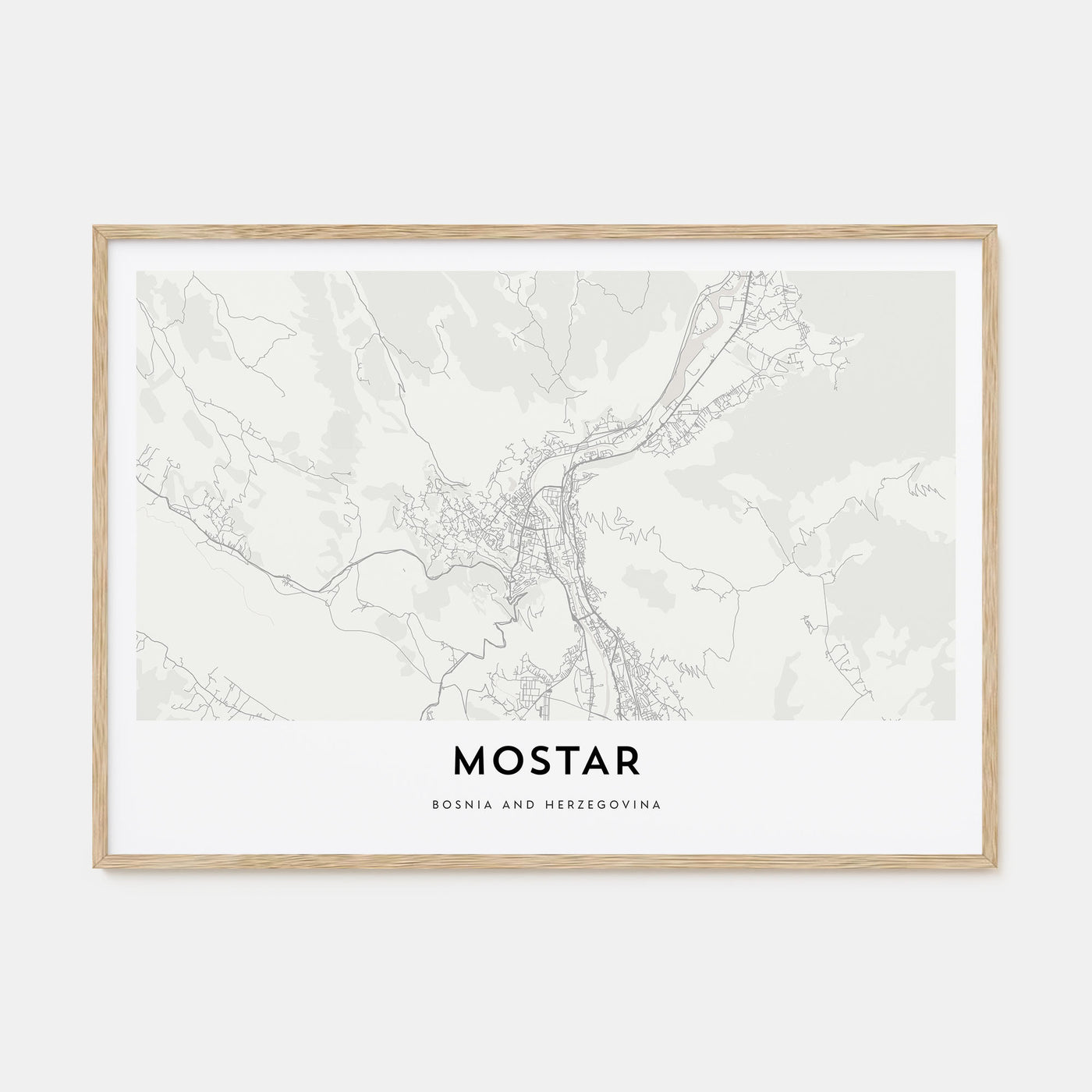 Mostar Map Landscape Poster