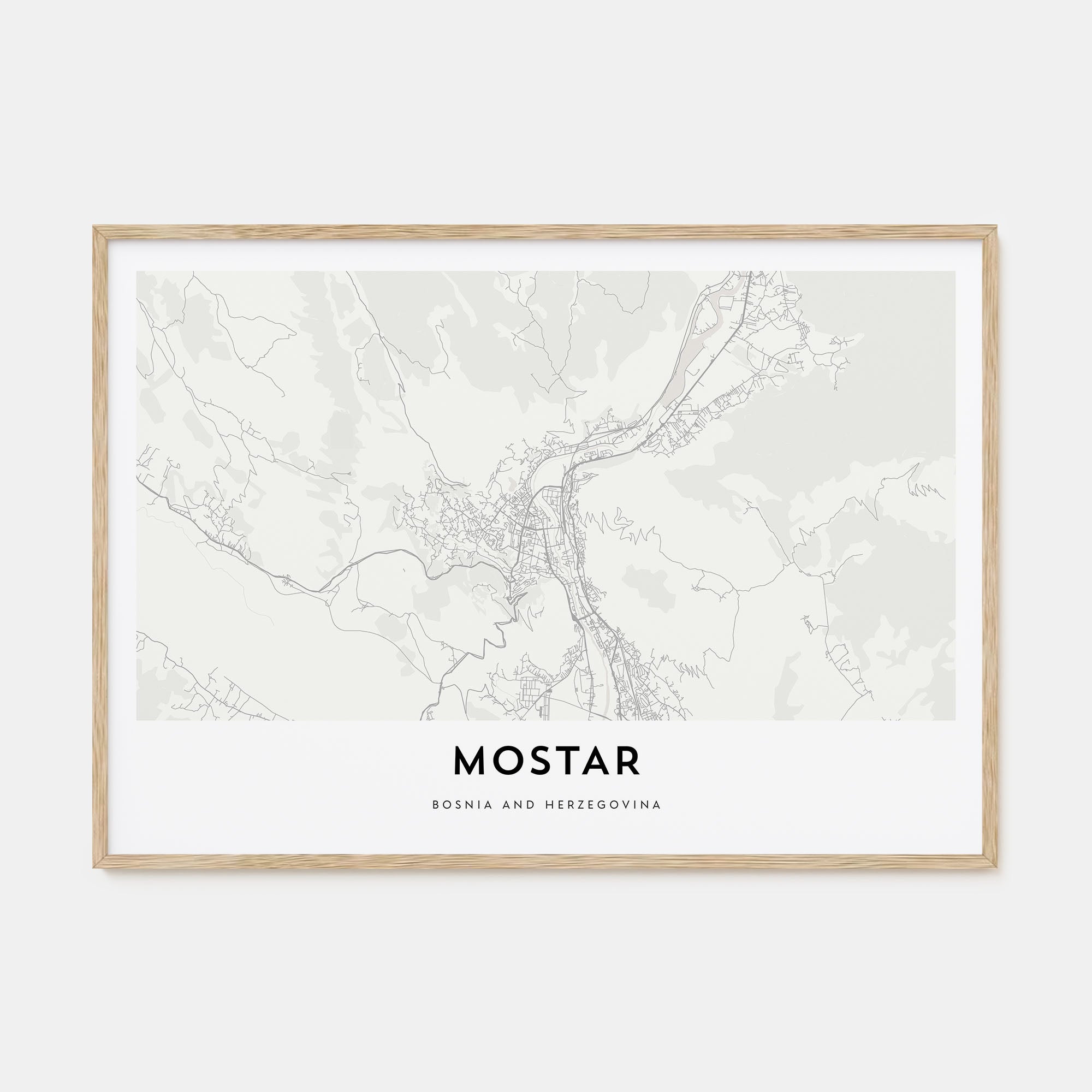Mostar Map Landscape Poster