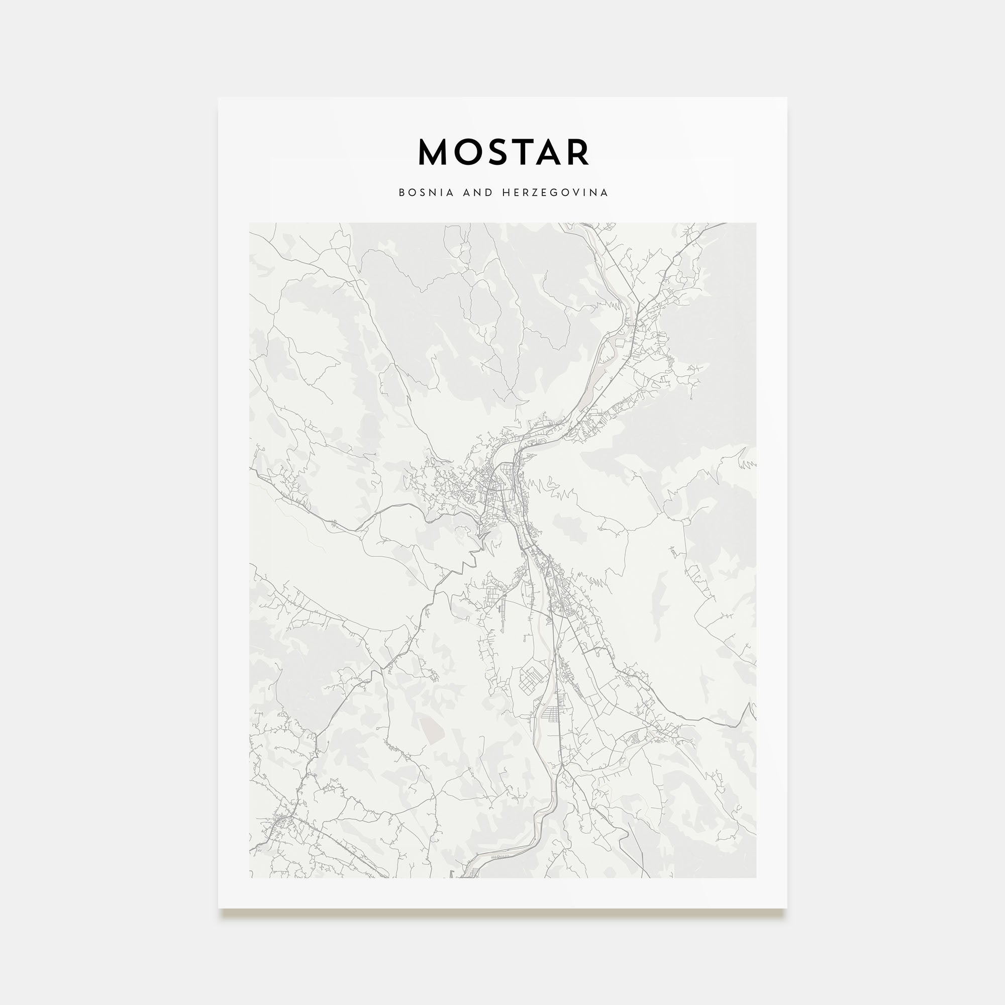 Mostar Map Portrait Poster