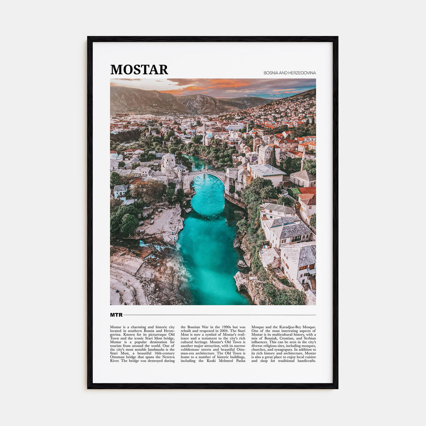 Mostar Travel Color Poster