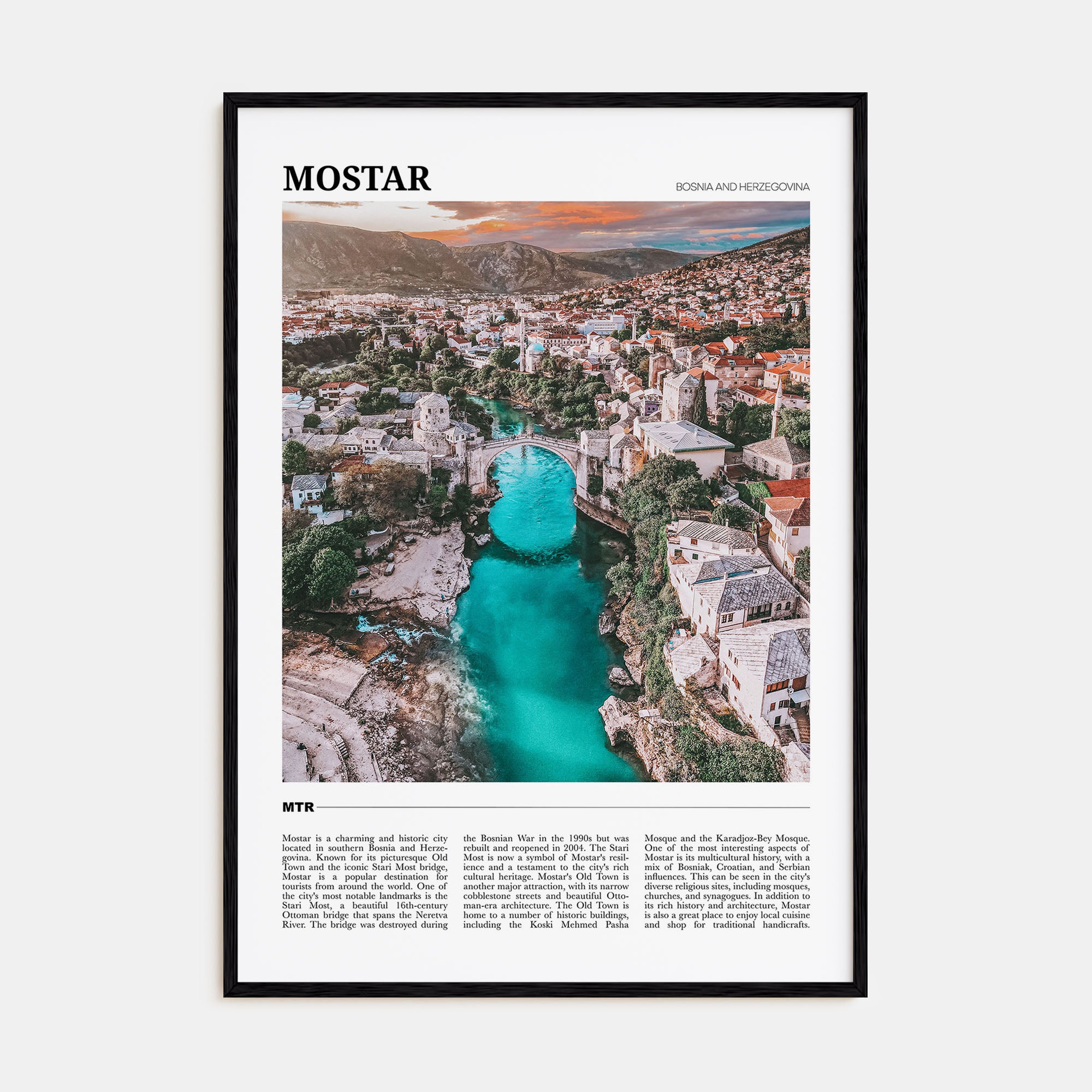 Mostar Travel Color Poster