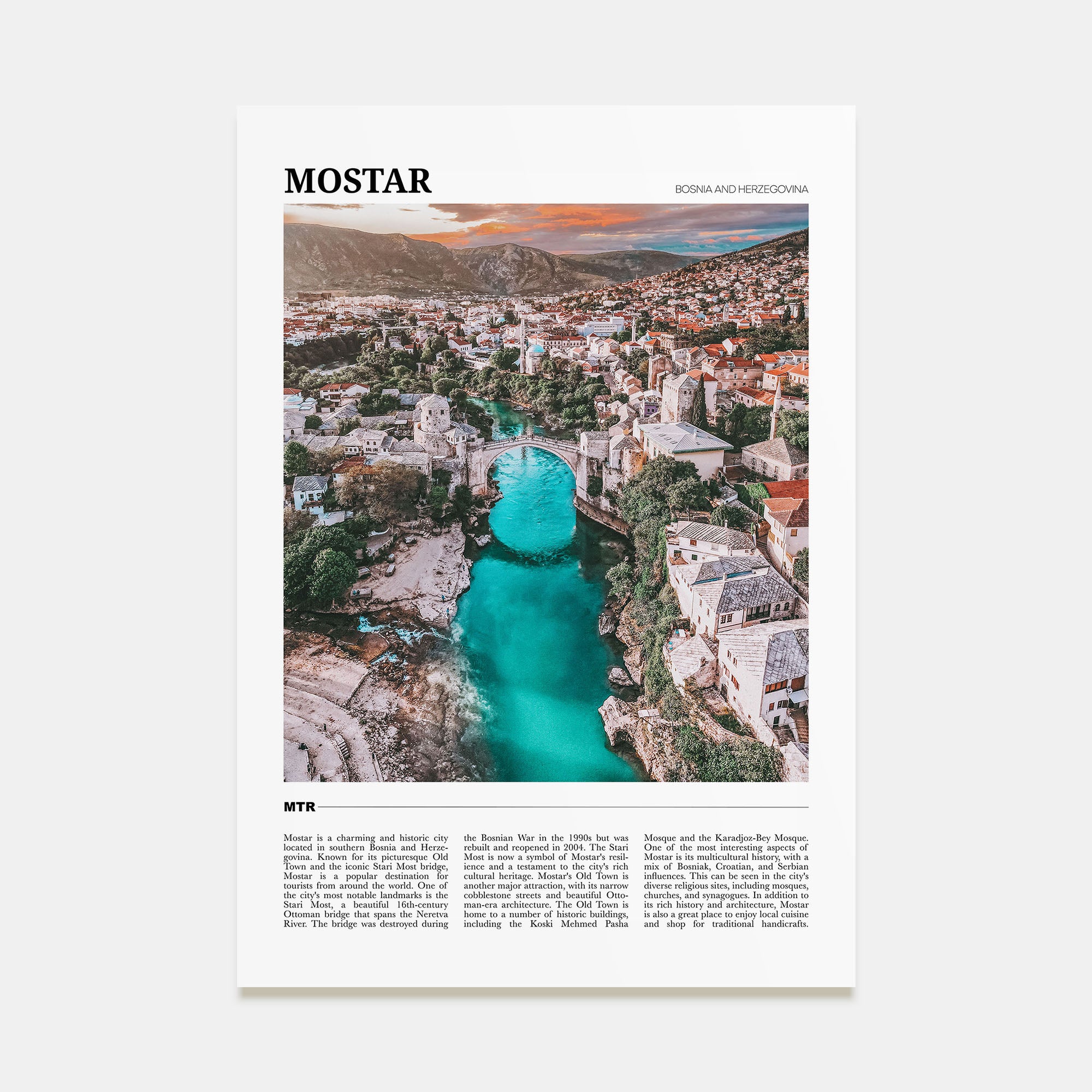 Mostar Travel Color Poster