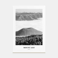 Mount Aso Portrait B&W Poster