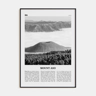 Mount Aso Travel B&W Poster