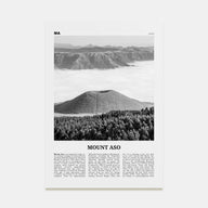 Mount Aso Travel B&W Poster