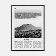 Mount Aso Travel B&W Poster