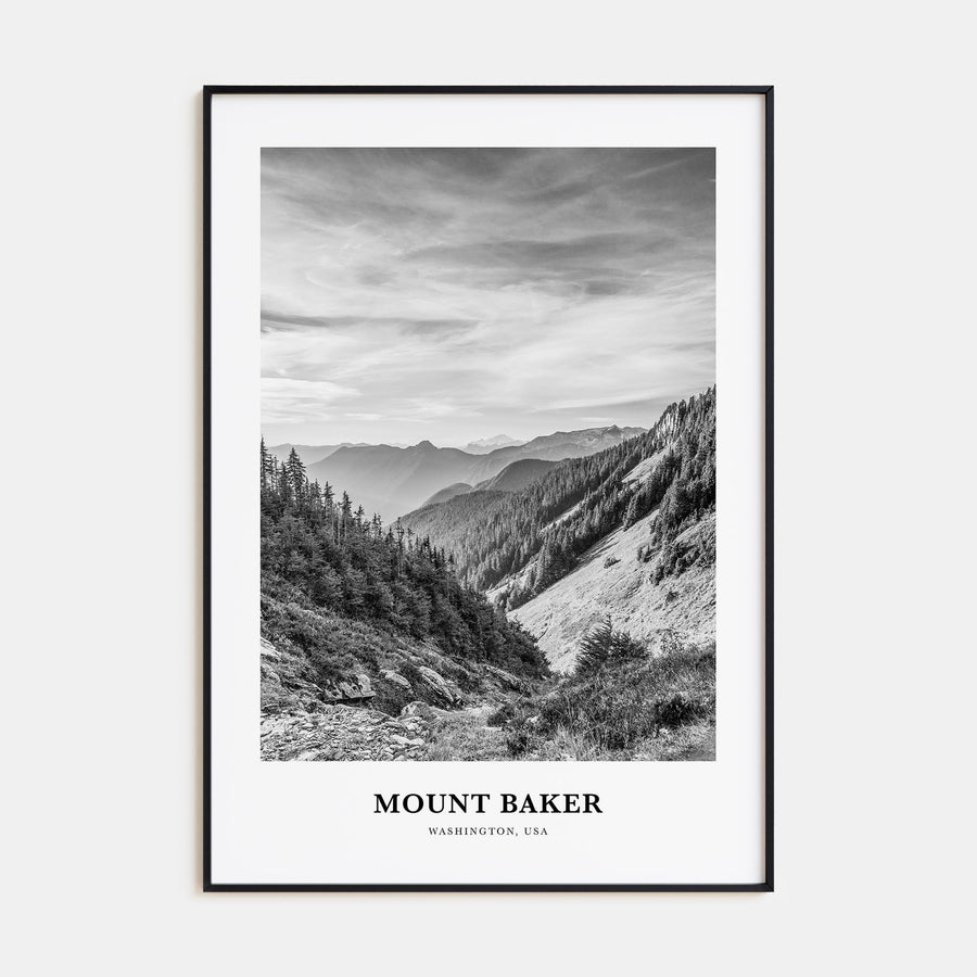 Mount Baker Portrait B&W Poster