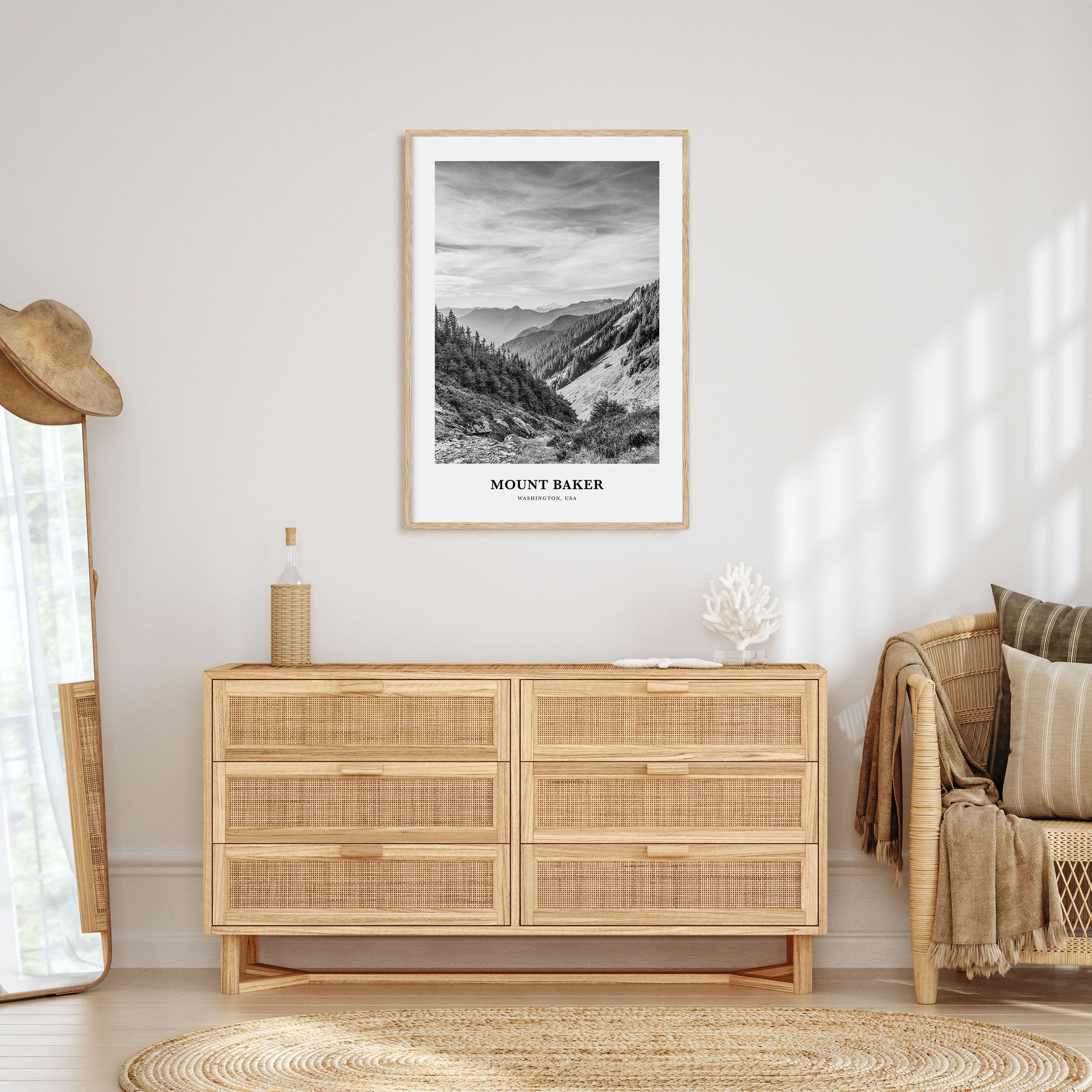 Mount Baker Portrait B&W Poster