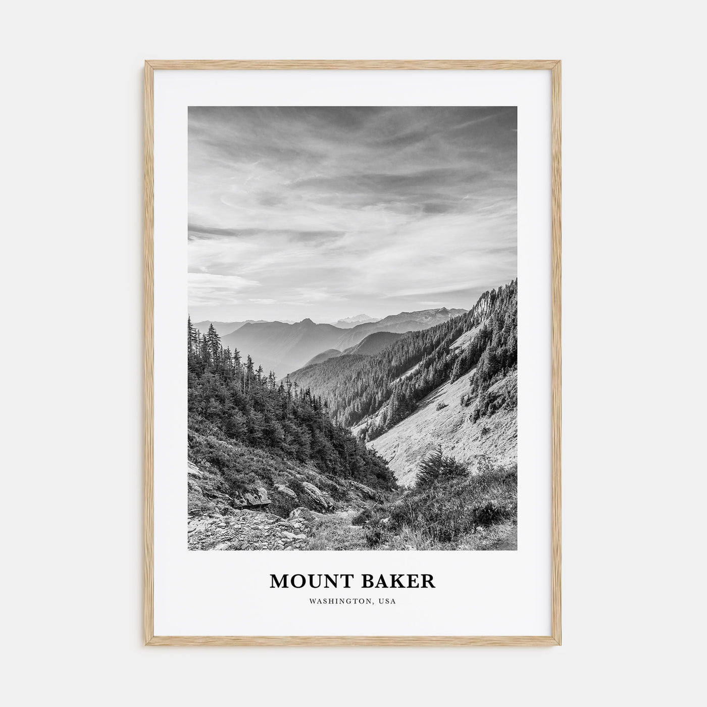 Mount Baker Portrait B&W Poster