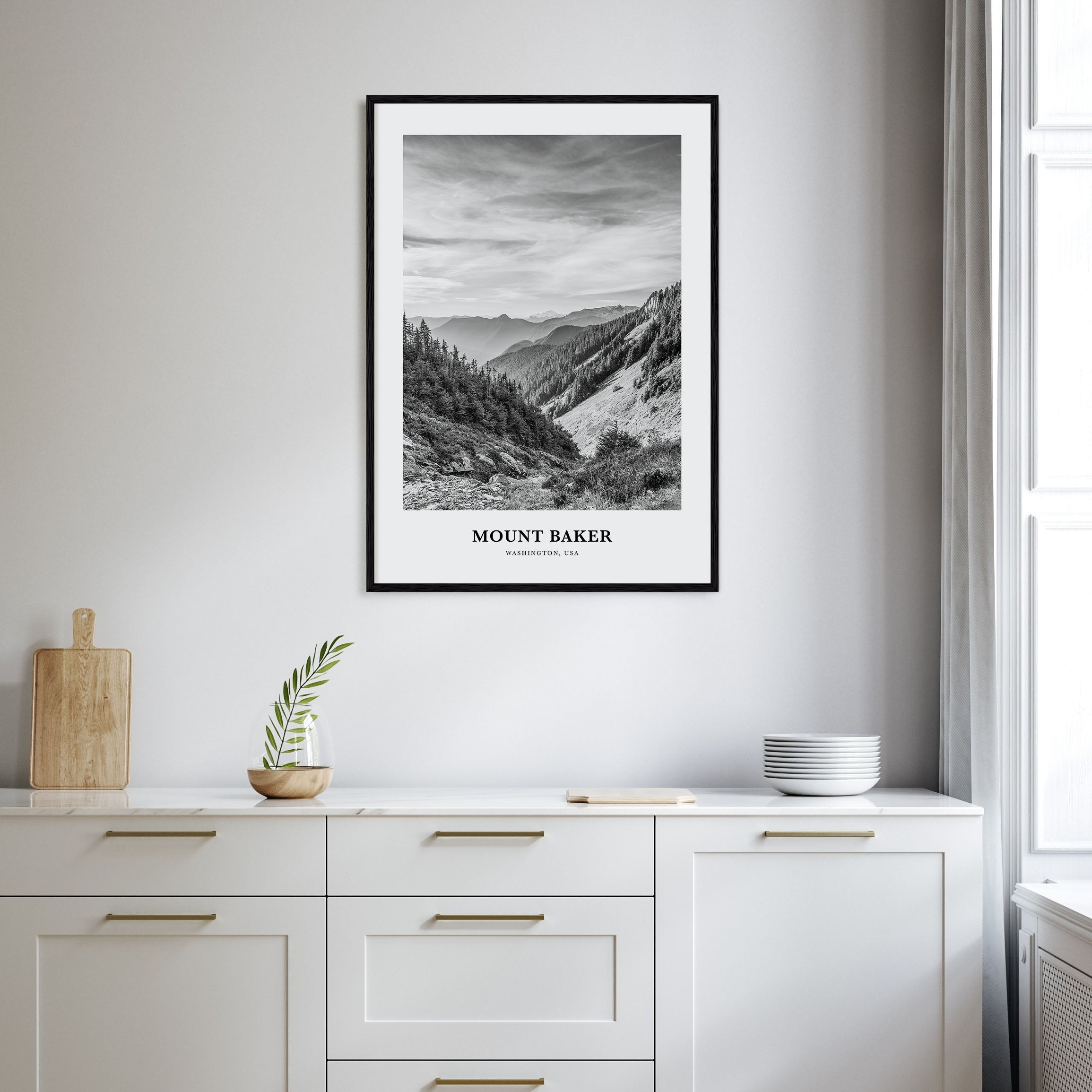 Mount Baker Portrait B&W Poster