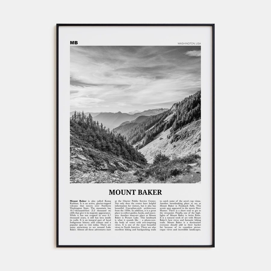 Mount Baker Travel B&W Poster